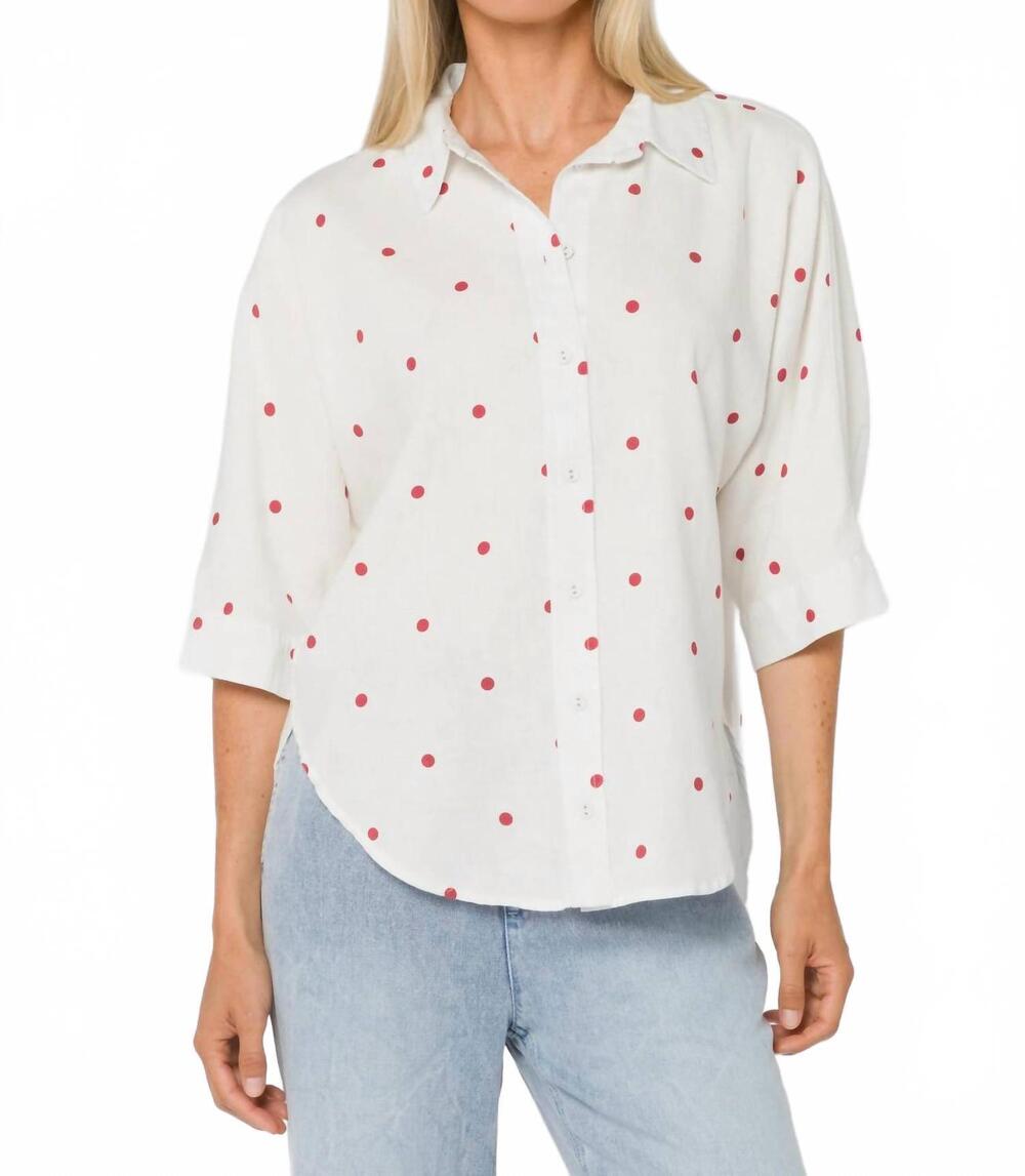 NEW VELVET HEART merle cardinal polka dot shirt in optic white